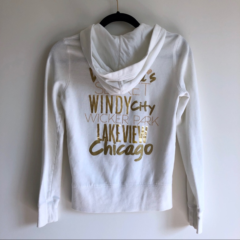 Victoria's Secret White Chicago Zip Up Hoodie | XS